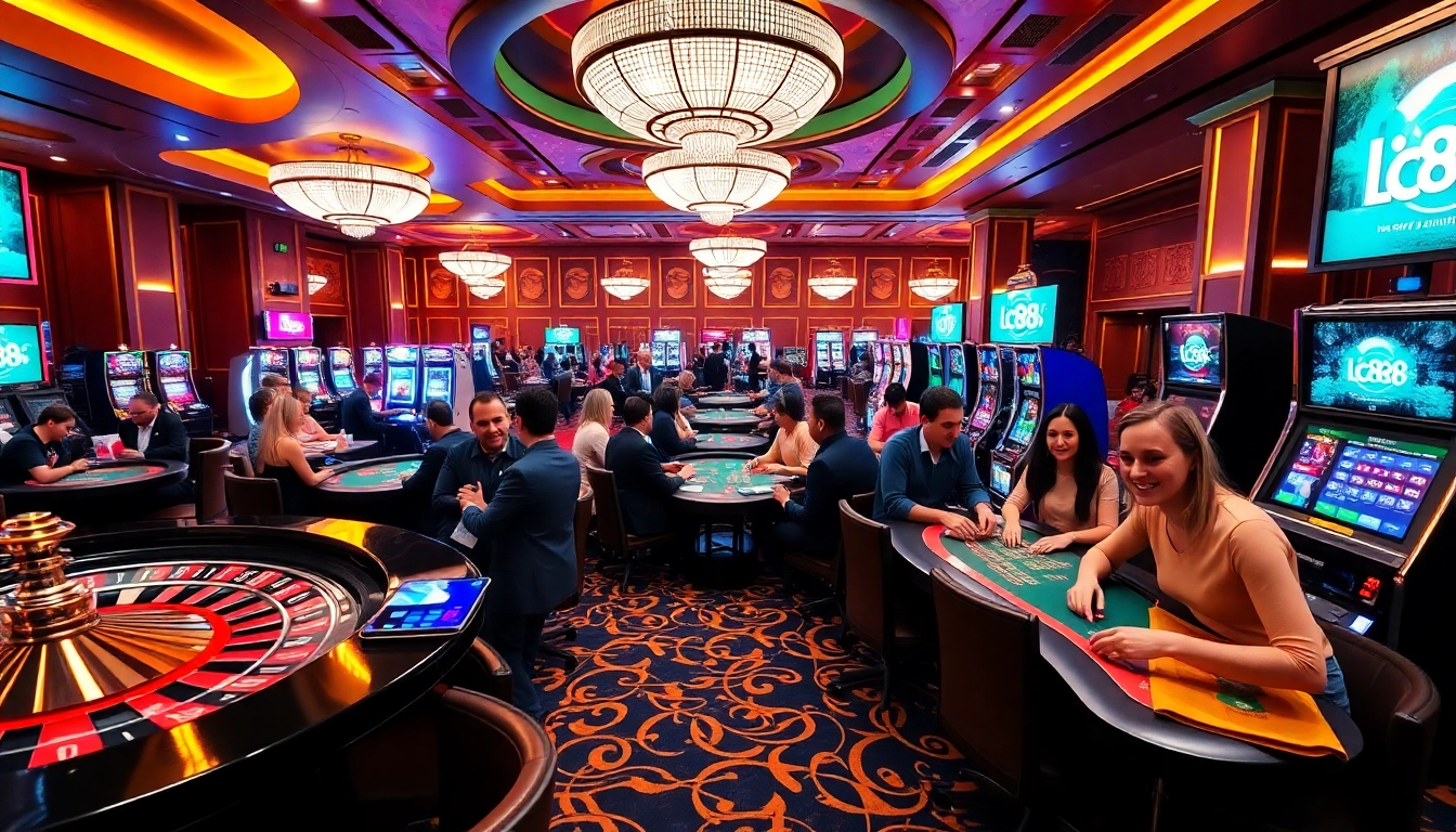 Engage in thrilling gambling excitement at link lc88 with players at vibrant poker and roulette tables.