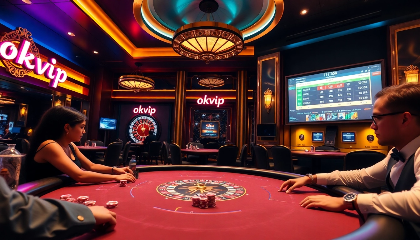 An exciting poker game with "okvip f168" branding, showcasing vibrant casino elements.