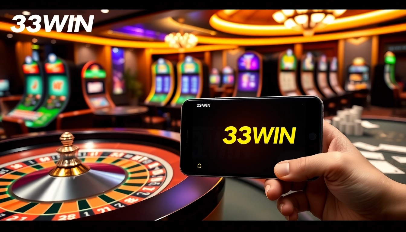 Engaging players at a vibrant 33WIN casino table with roulette and poker.