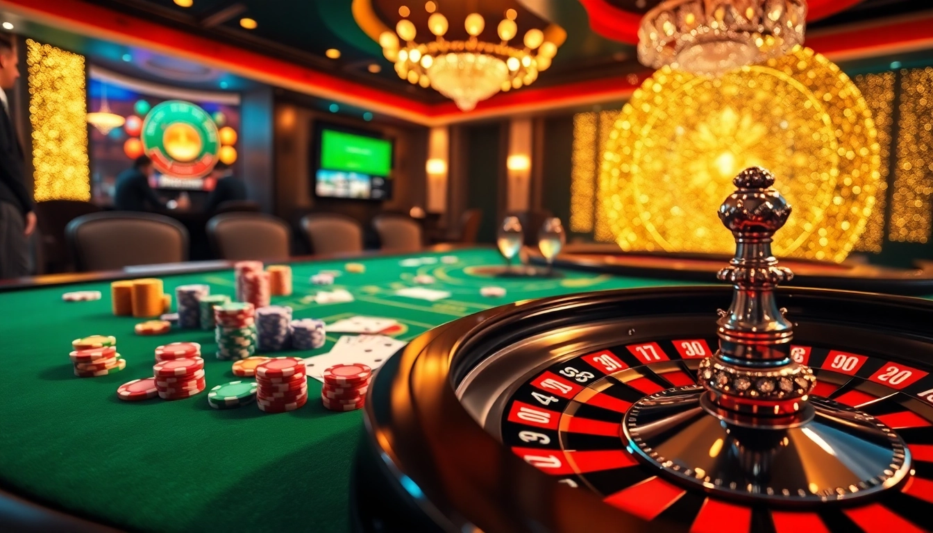 משחק ברמי אונליין על שולחן קזינו תוסס עם קלפים וצ'יפים.