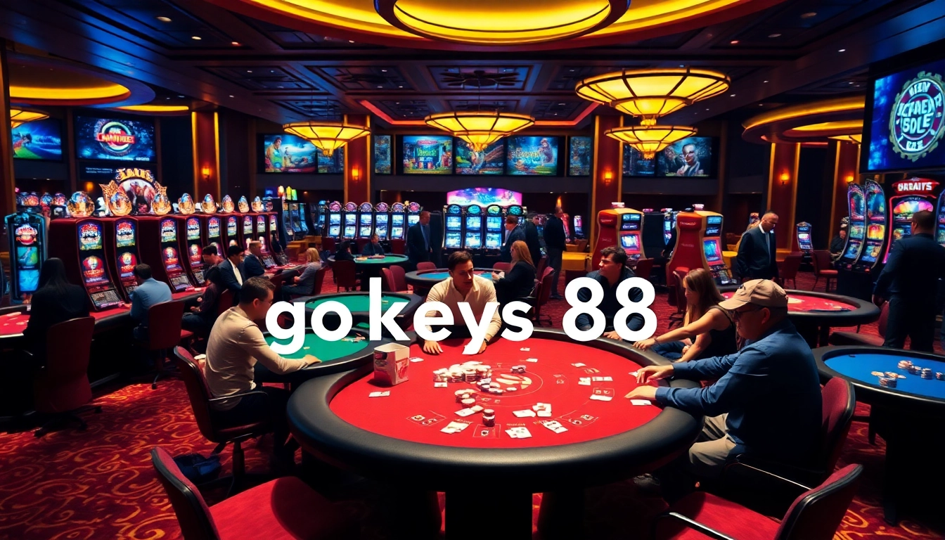 Players strategizing at a poker table with "go keys 88" highlighted on a digital display.
