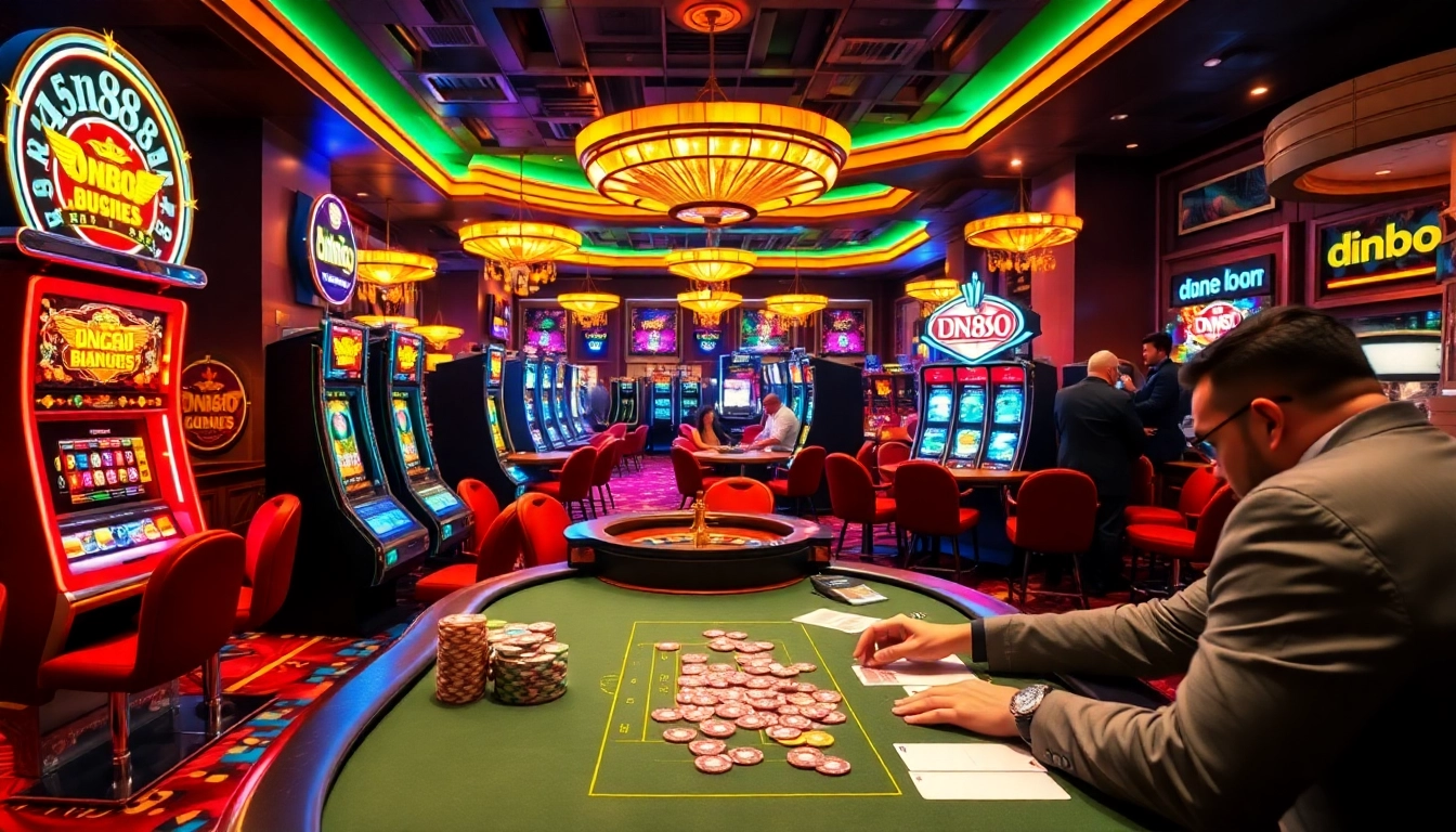 Experience exciting gameplay at the dn88 casino, featuring thrilling slot machines and poker tables.