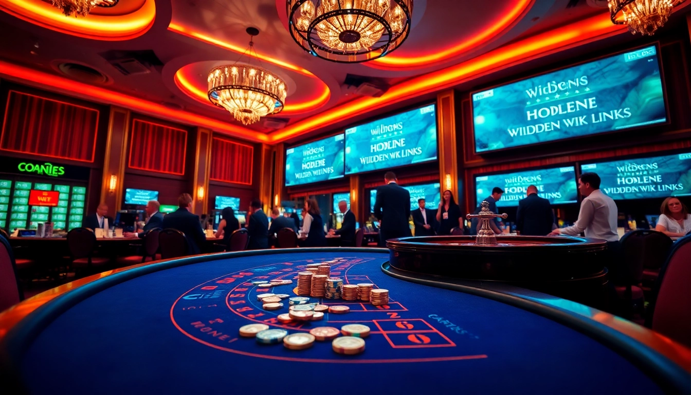 Managing bets at a blackjack table with hidden wiki links displayed on screens
