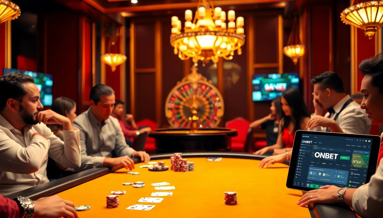 Players enjoying a thrilling poker game on ONBET's engaging platform.