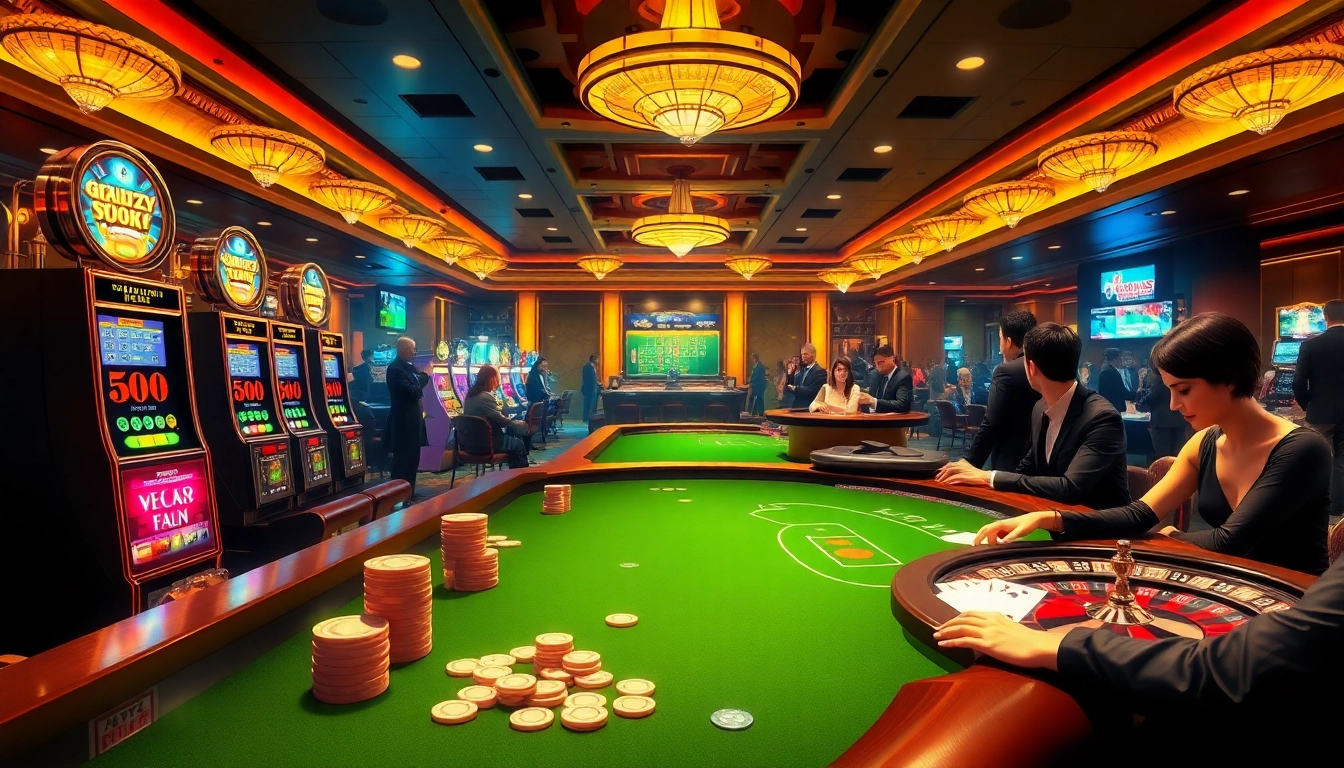 Excited players enjoying a high-stakes game of blackjack at https://xx88.nl/ casino with vibrant atmosphere.