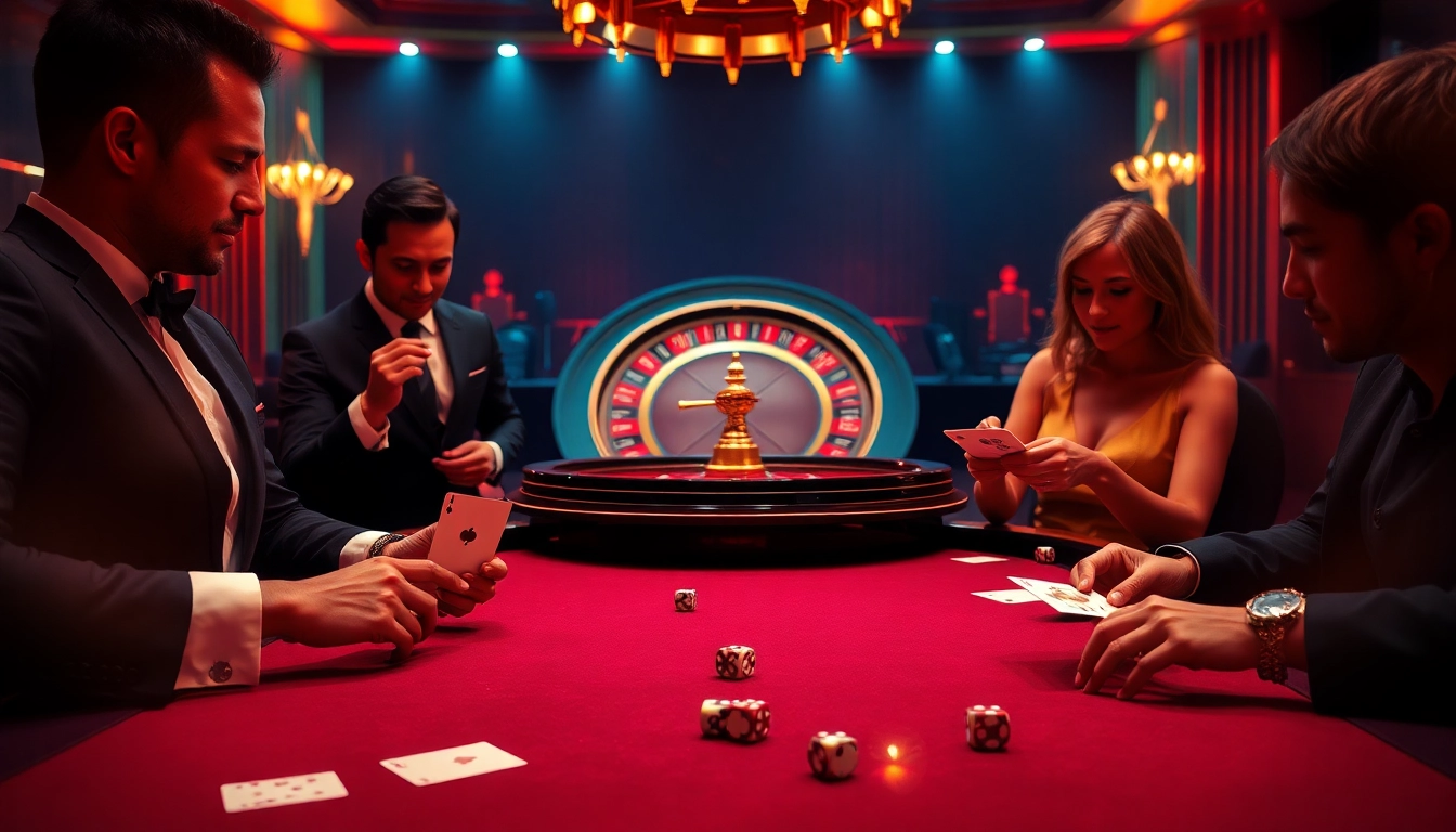 Engage in high-stakes poker action at kk55.fit with luxurious chips and cards in a vibrant casino setting.