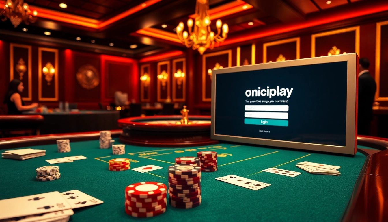 Play and win with Onicplay login at a vibrant casino table filled with excitement.