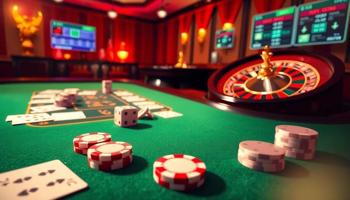 Experience thrilling action at 79king with vibrant casino tables and colorful poker chips.
